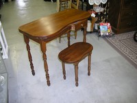 1940s kidney-shaped vanity and bench