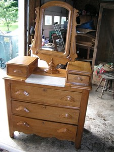 Marble top swivel mirror bureau