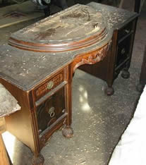 Old Ornate Vanity with half circle lid - before